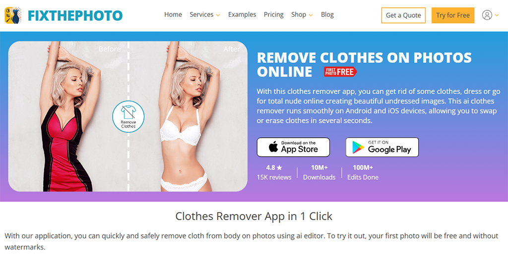 fixthephoto app clothing remover tools